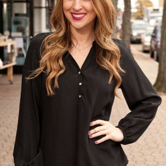 New Lilly Pulitzer Elsa Silk Top, Black, Nior - Picture 11 of 11